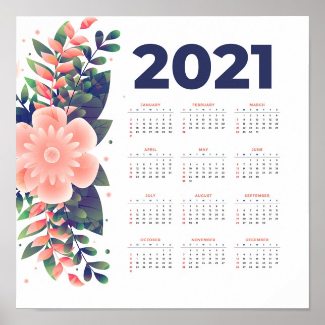 2021 Blumenkalender Poster (Vorne)