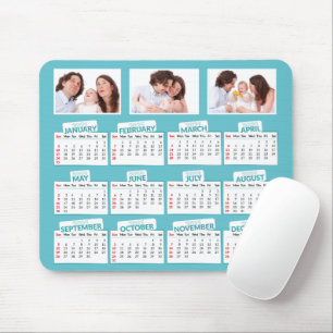 2021 Calendar Custom Photo Trio Teal Mousepad