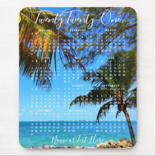 2021 Calendar Tropical Beach oder Ihr Foto Script Mousepad