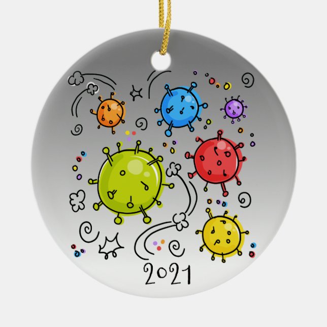 2021 Coronavirus Covid-19-Virus Keramik Ornament (Vorne)