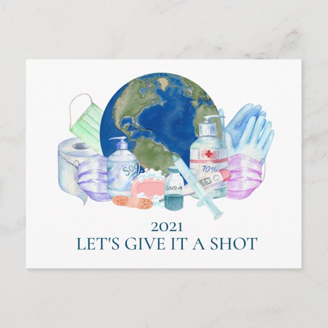 2021 Covid Vaccine Probieren Sie ihn aus Postkarte (Vorderseite)