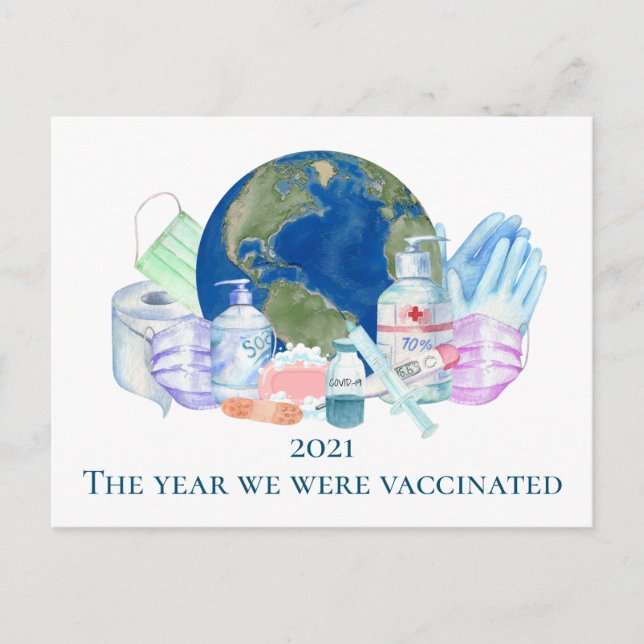 2021 Covid Year wir waren geimpft Impfstoff Postkarte (Vorderseite)