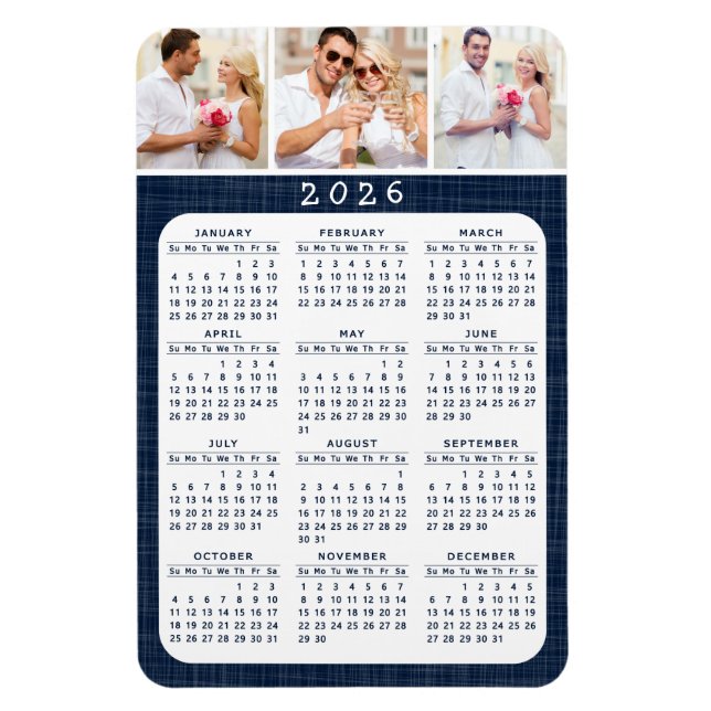 2021 Custom Foto Navy Blue Kühlschrank Calendar Magnet (Vertikal)