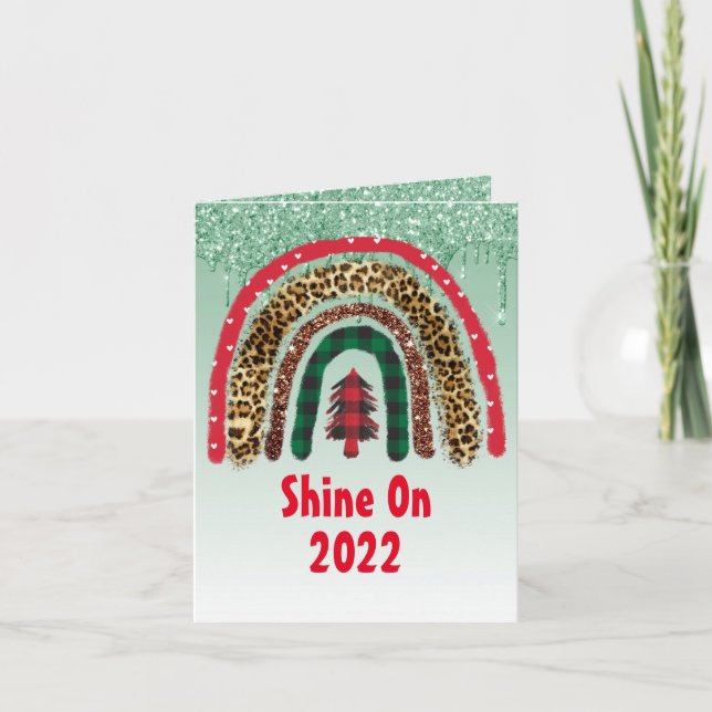 2021 CUSTOM Weihnachts-Rainbow Gold Glitzer Glamou Karte (Vorderseite)