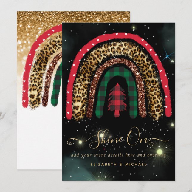 2021 CUSTOM Weihnachts-Rainbow Gold Glitzer Glamou Karte (Vorne/Hinten)