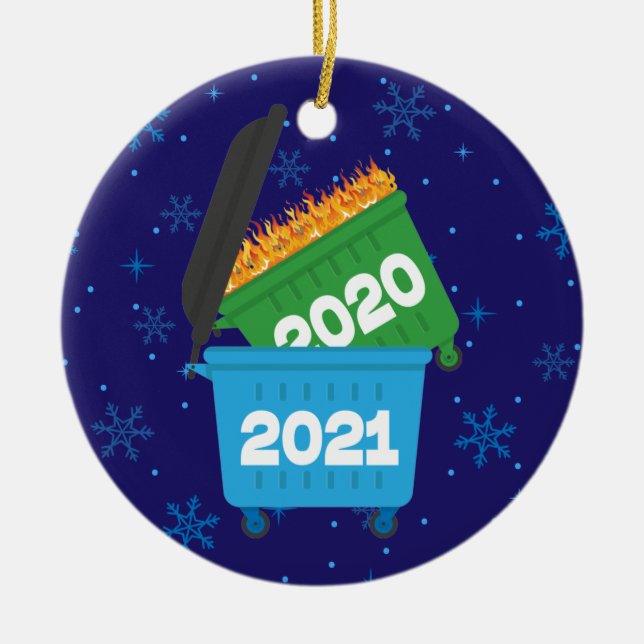2021 Funny Dumpster Fire Keepake Weihnachten Keramik Ornament (Vorne)