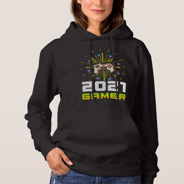 2021 Gamer Play Computer Video Games 2021 Firework Hoodie (Vorderseite)