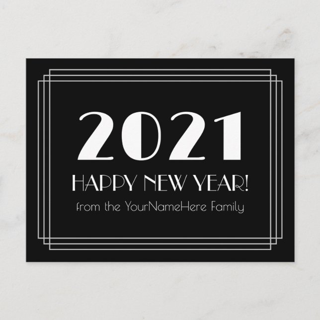 2021 GLÜCKLICH NEUES JAHR! + Personalisierter Name Postkarte (Vorderseite)