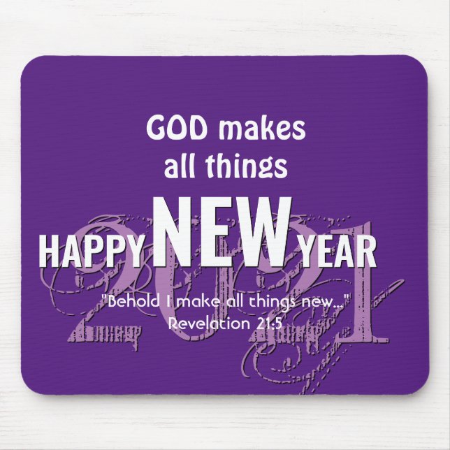 2021 | GLÜCKLICHES NEUJAHR | CHRISTLICH | LILA MOUSEPAD (Vorne)