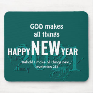 2021 GLÜCKLICHES NEUJAHR Christliche Schrift Mousepad