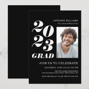 2021 Grad Party Fett Text auf Schwarz mit Ihrem Fo Einladung
