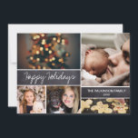2021 Happy Holidays Foto Collage Chalkboard Feiertagskarte<br><div class="desc">Ihre schönen Fotos verdienen es,  während dieser Jahreszeit geteilt zu werden,  wenn Sie herzliche Wünsche senden. Personalisieren Sie dieses moderne Design mit Ihrem Familiengruß. Finden Sie die anderen Stücke aus der Sammlung.</div>
