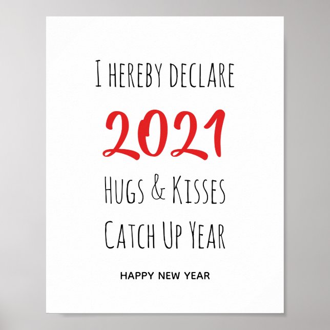 2021 Hugs Kisses fangen auf | Neujahr Poster (Vorne)