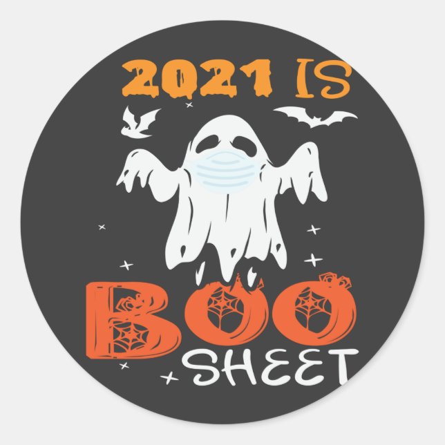 2021 ist Boo Sheet Funny Ghost Halloween Runder Aufkleber (Vorderseite)
