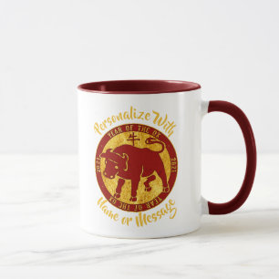 2021 Jahr des OX-Gold-Look Tasse