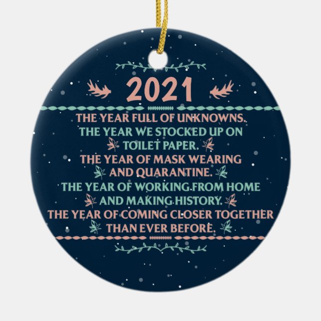 2021 Jahr zur Erinnerung, Weihnachts-Quarantäne Keramik Ornament (Vorne)