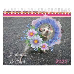 2021 Kalender Farbenfrohe Streifen Opossum