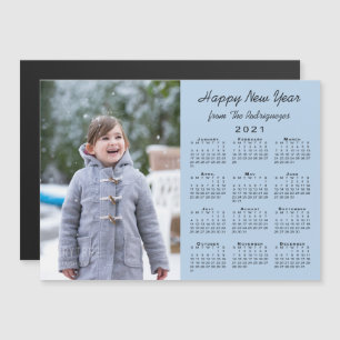 2021 Kalender Foto Light Blue Happy New Year Magnetkarte