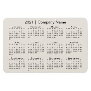 2021 Kalender mit Firmenname Beige Magnet
