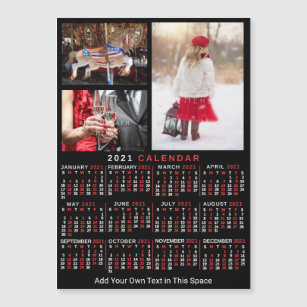 2021 Kalender Schwarz Personalisiertes Foto Magnet