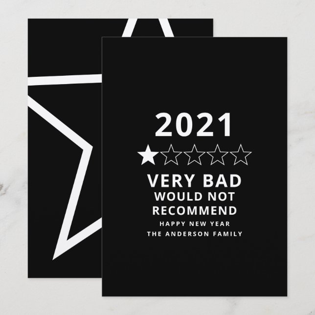 2021 mauvaise année en examen 5 étoiles carte de v (Devant / Derrière)