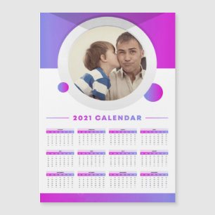 2021 Moderner Kalender mit individuellem Foto Magnetkarte