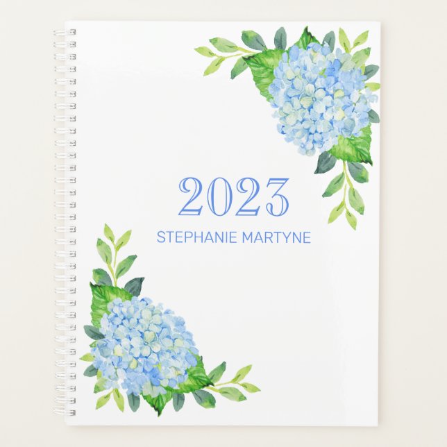 2021 Modernes Blumenwasser-Hydrangea Personalisier Planer (Vorderseite)