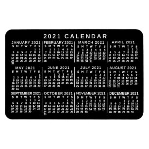 2021 Monatlicher Kalender Klassisch Schwarz und We Magnet