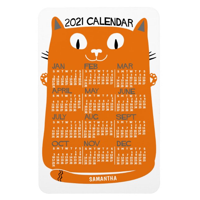 2021 Monatlicher Kalender Mittelalterliche Orangen Magnet (Vertikal)