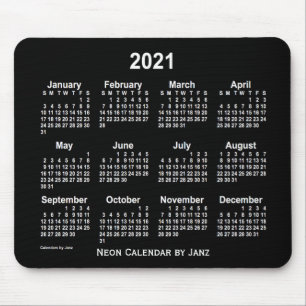 2021 Neon White Calendar von Janz Mousepad