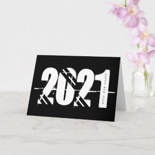 2021 Neujahr Schwarz und Weiß Einfach Karte