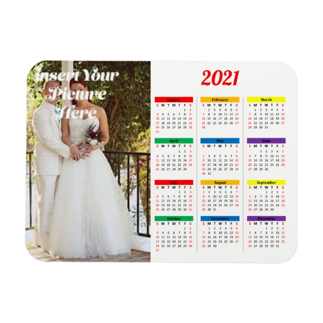 2021 Personalisiertes Foto Regenbogen Kalender Hor Magnet (Horizontal)