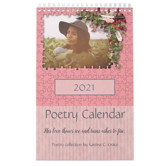2021 Rosa Blume Themenkalender Foto Gedichte Kalender (Titelbild)