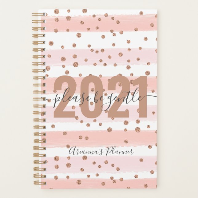 2021 Seien Sie vorsichtig Silvester Rose Gold Glit Planer (Vorderseite)