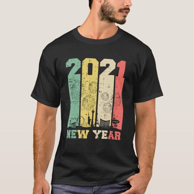 2021 Silvester New York Las Vegas Retro Holida T-Shirt (Vorderseite)
