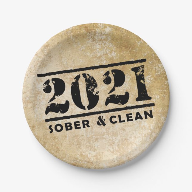 2021 Sober & Clean Celebrates Erholung Sobriety Pappteller (Vorderseite)