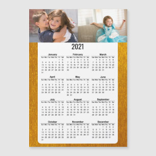 2021 Volljähriger Kalender Zwei Fotos Gold Magneti Magnetkarte