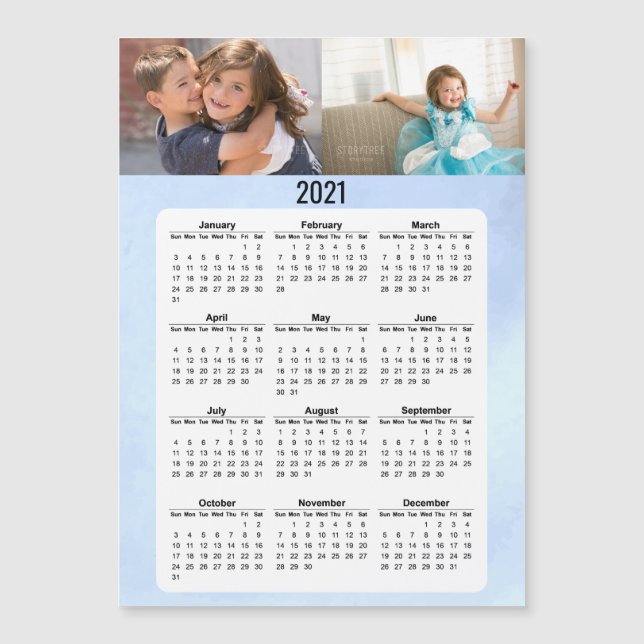 2021 Volljahrskalender Zwei Fotos Magnetkarte (Vorderseite)