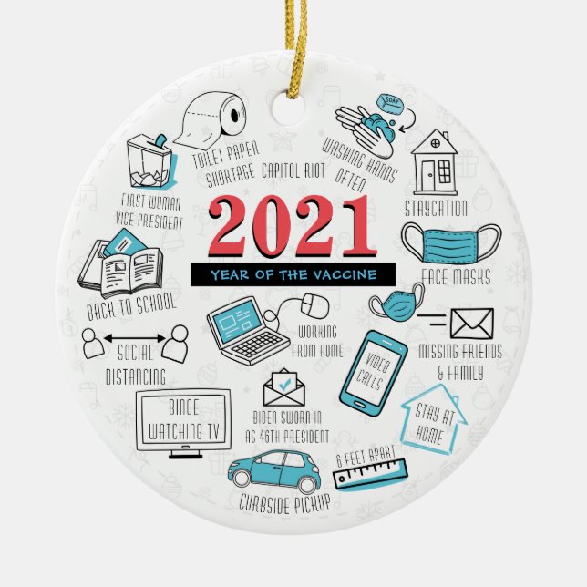 2021 Weihnachts-Gedächtnis Impfjahr Keepake Keramik Ornament (Vorne)