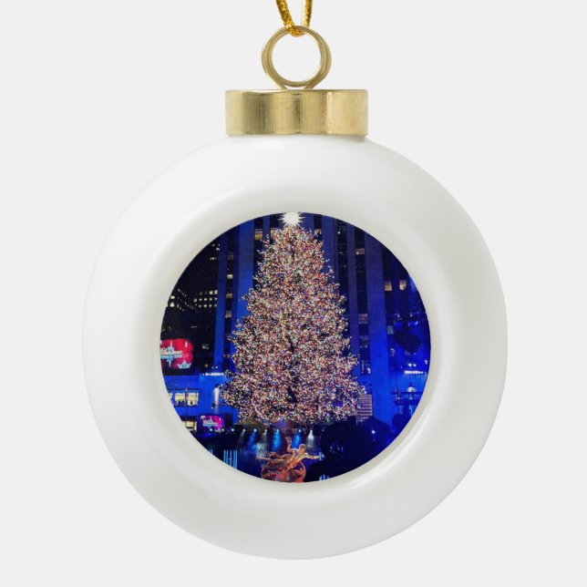 2021 Weihnachtsbaum Rockefeller Center Keramik Kugel-Ornament (Vorderseite)