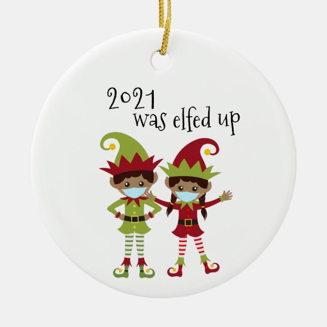 2021 wurde das Ethnic Elf der Covid-Gesichtsmaske  Keramik Ornament (Vorne)