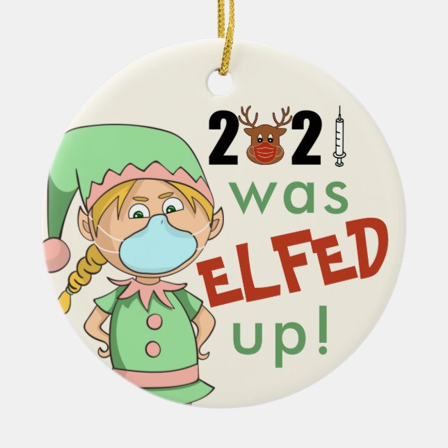 2021 wurde das Weihnachtsbaumschmuck erfunden Keramik Ornament (Vorne)