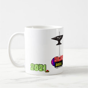 2021 zerquetscht 2020 mit Frohem Neuen Jahr Amboss Kaffeetasse