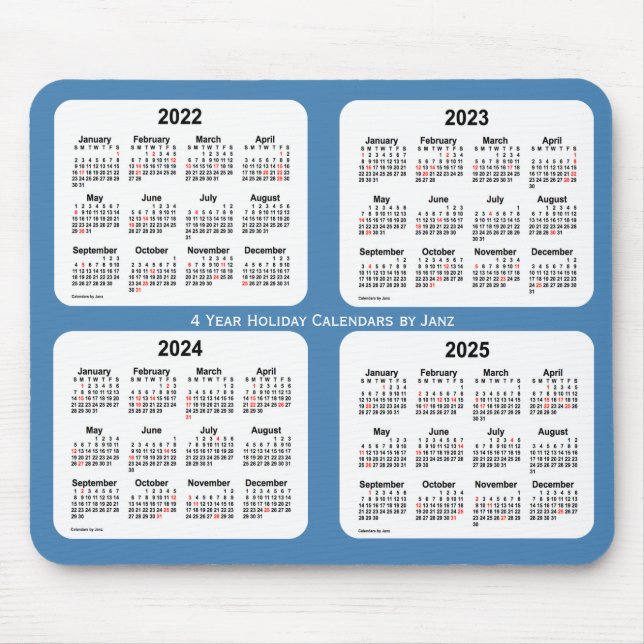 2022-2025 Steel Blue Holiday Calendar von Janz Mousepad (Vorne)