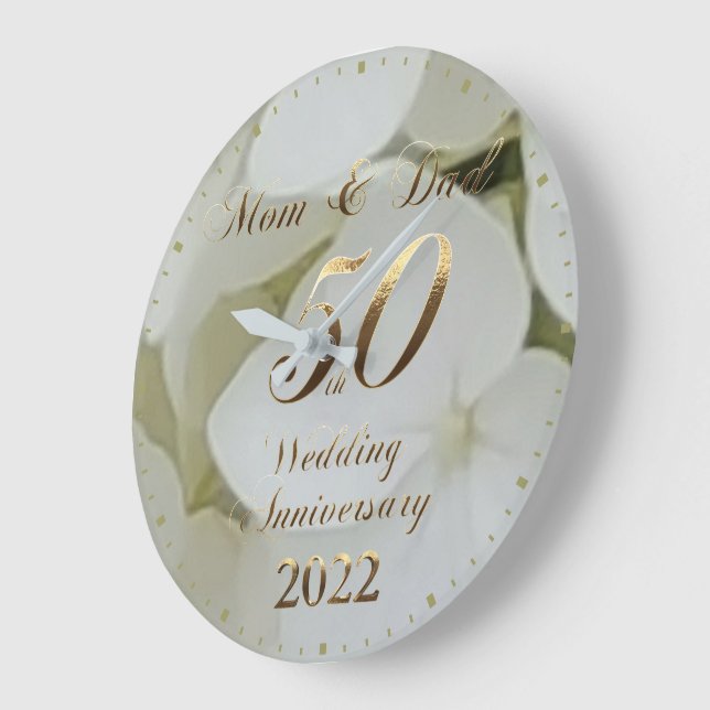 2022 50 Jahre Goldene Hochzeitseltern Große Wanduhr (Winkel)