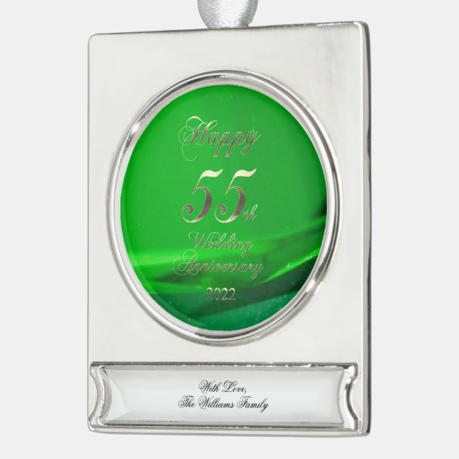 2022 55-jähriges Emerald Wedding Banner-Ornament Silber (Links)