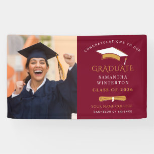 2022 Abschluss Foto Gold Burgund Grad Party Banner