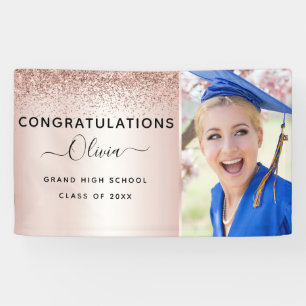 2022 Abschluss Glitzer Rose Gold Blush Pink Banner