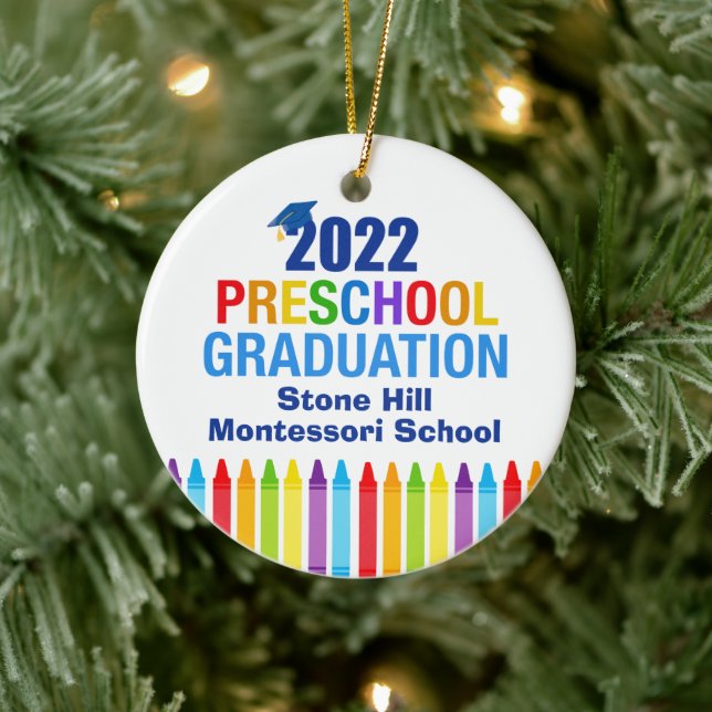 2022 Abschluss in der Vorschule Niedlicher Sonders Keramik Ornament (Baum)