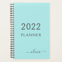 2022 Aqua Bleu Sarcelle Féminin Monogramme Nom